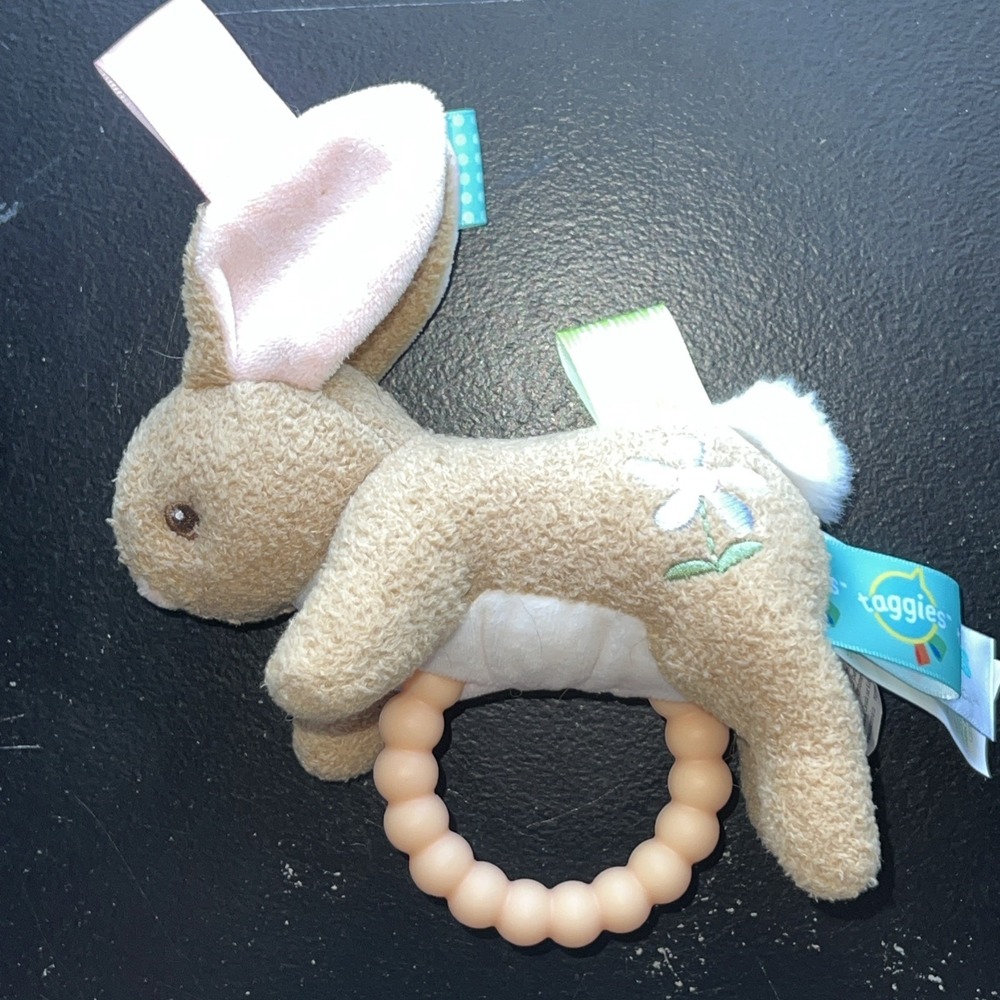 Mary Meyer Taggies Harmony Bunny 6" Baby Teether Rattle Teething Ring Plush Toy